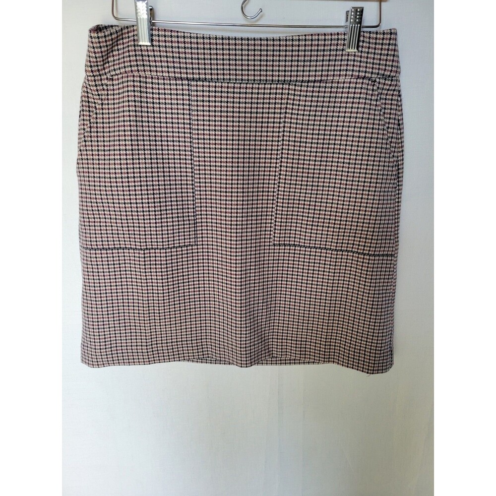 Ann Taylor Women's Checked Skirt Size 8 Zip Snap & Pockets
